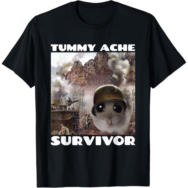 Camiseta divertida para ratas de ratón, con dolor de barriga, sobreviviente, con meme