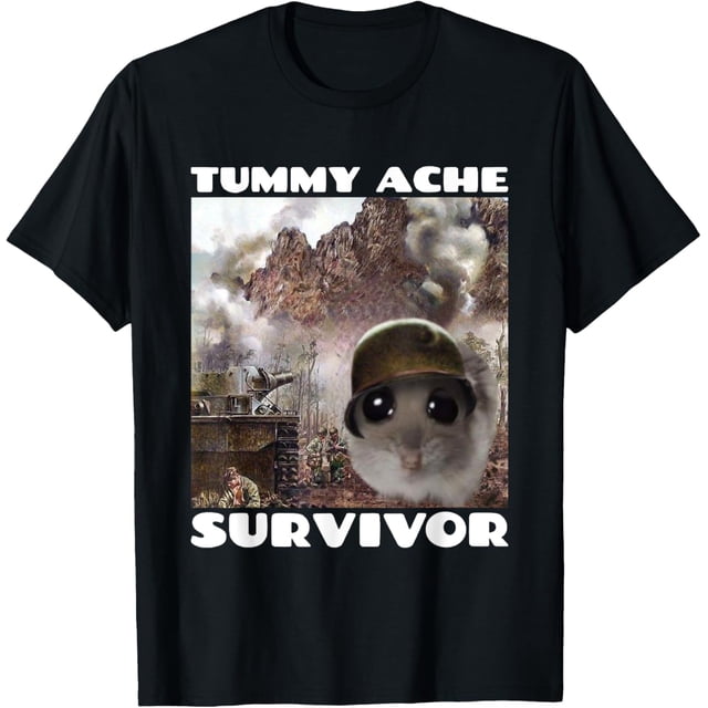 Camiseta divertida para ratas de ratón, con dolor de barriga, sobreviviente, con meme
