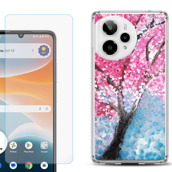 Phone Case for Cricket Icon Pro 2026, with Screen Protector, by OneToughShield - Blossom Paint