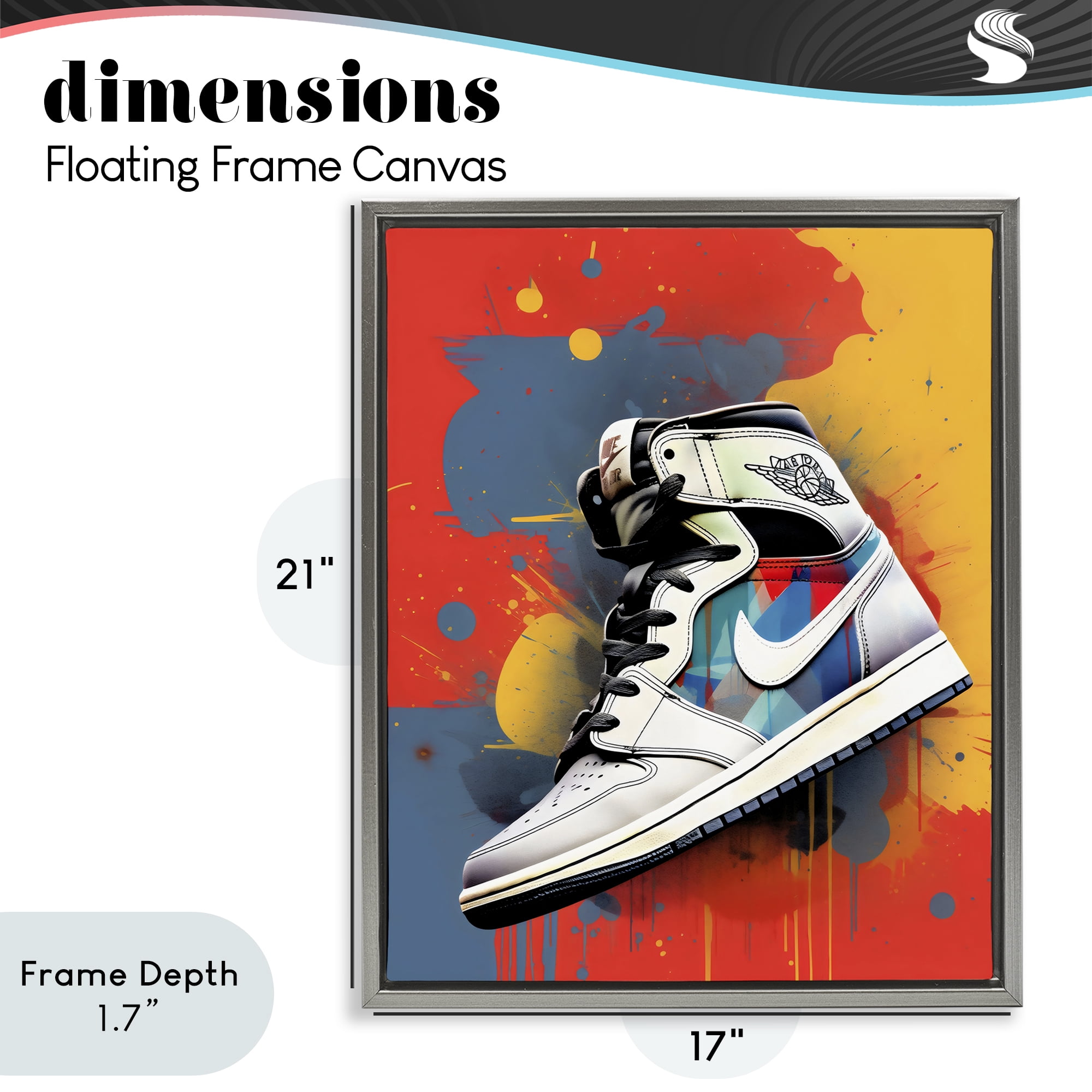 Stupell Industries Shoe With Colorblock Background Gray Framed Floater Canvas Wall Art, design by Creative Studio