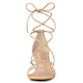 thumbnail image 3 of Sandalias de Tiras con Tacón de Gatito Allegra K Cordón Arriba para Mujer Marrón 41, 3 of 7
