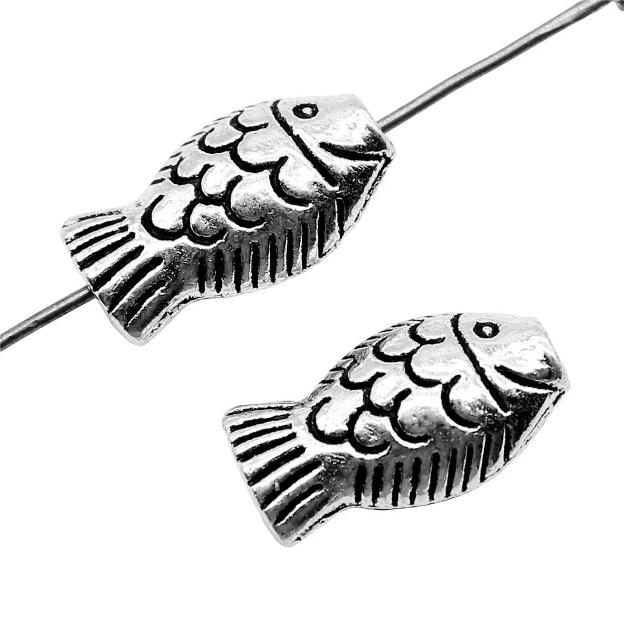 HOOUN 90 Pcs Antique Silver Fish Spacers 17x9MM B14286