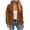 Brown, variant on Quilted Waffle Knit Bomber Jacket for Women, Stand Collar Full Zip Long Sleeve, Casual Fall Lightweight Outerwear, 1 Piece, S-XXL, Plus Size Friendly