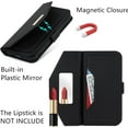 thumbnail image 2 of Crossbody Wallet for iPhone 15 Case with Adjustable Lanyard Strap Credit Card Holder 6.1",PU Leather Handbag Purse Kickstand Make Up Mirror Cover Case for Men Women Girl,Black, 2 of 7