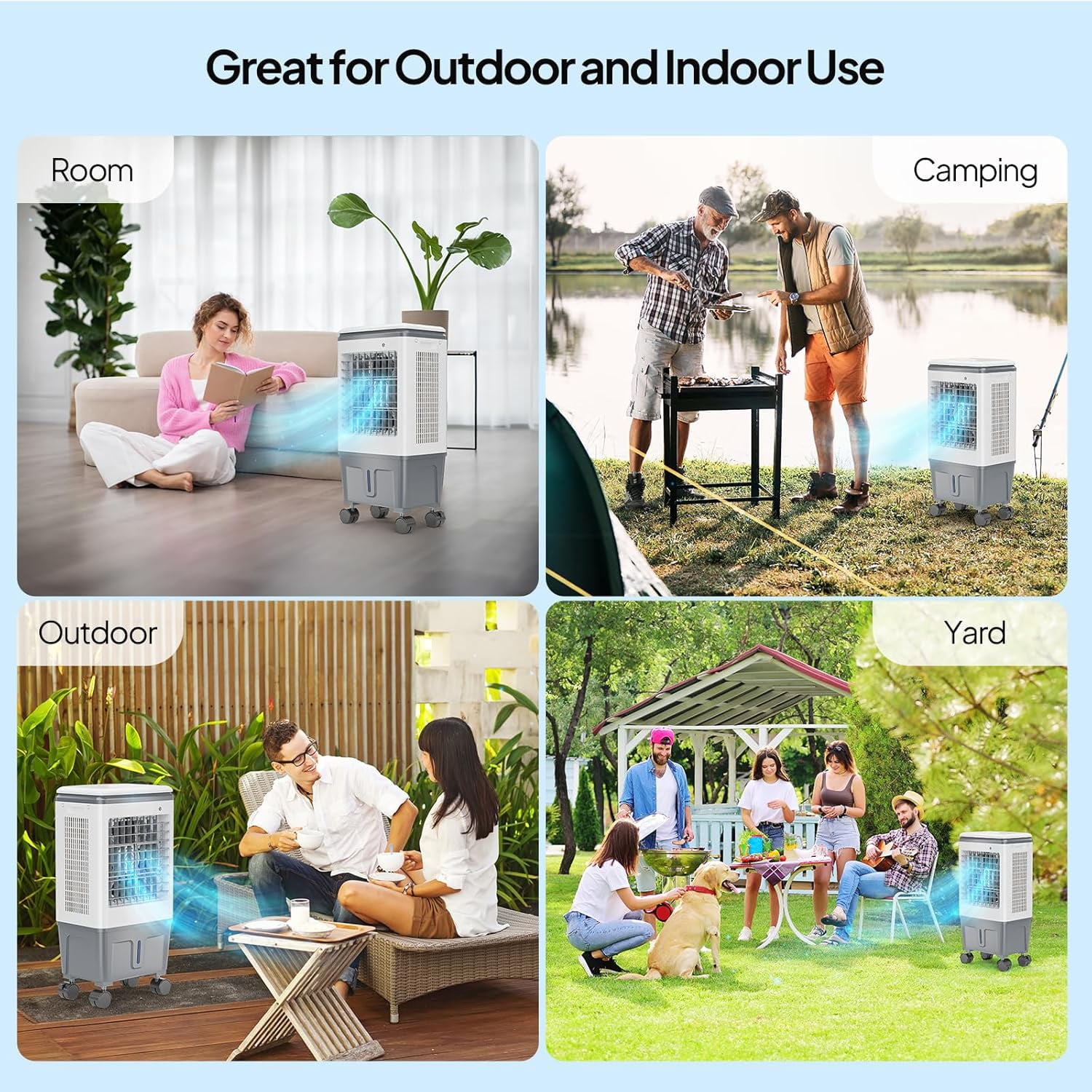 VINGLI 5.2 Gal Portable Air Cooler, 1400CFM Evaporative Swamp Cooler with Oscillation, Remote, 3 Speeds Setting, 12H Timer & 4 Ice Packs, 3-IN-1 Humidifying Cooling Fan for Patio, Garage
