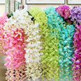 thumbnail image 3 of 3.6 Feet Artificial flower Silk Wisteria Vine Rattan Fake Wisteria Garland Hanging Flowers for Home Garden Party Wall Wedding Decor,6 Pieces (Blue), 3 of 4