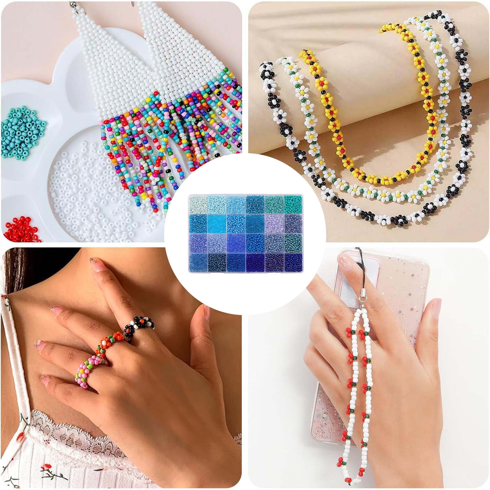 DIY Beads Kit for Bracelet Making, 24-Color Jewelry Bead Set with Storage Box for Necklace Craft Supplies and Handmade Accessories, Ideal Gift for DIY Lovers