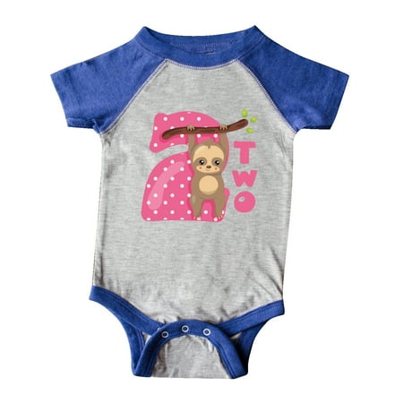 

Inktastic Pink Sloth 2nd Birthday Gift Baby Girl Bodysuit