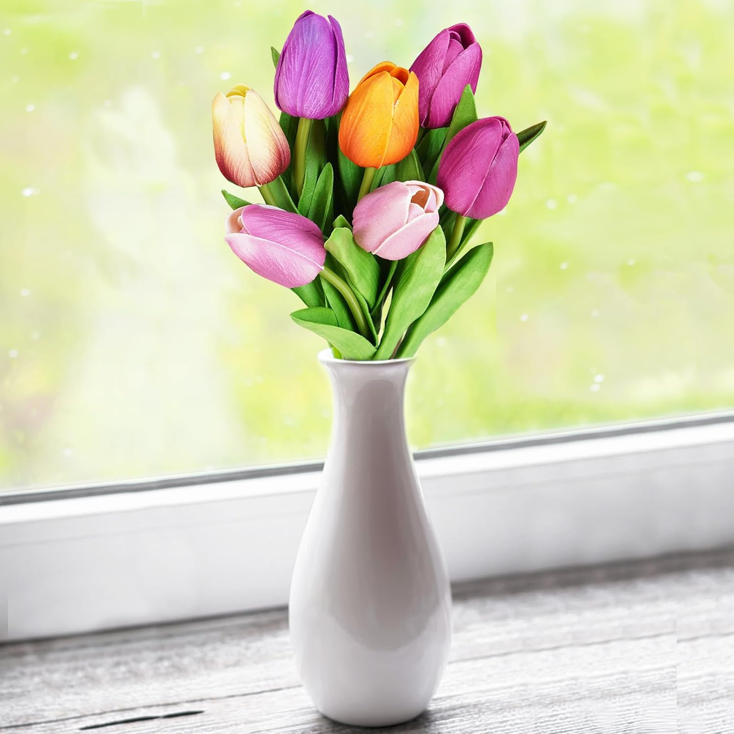 20 Pcs 10 Colors Artificial Tulip Flowers Stems Real Touch PU Tulips Multicolor Fake Tulip Bouquets Wedding Easter Spring Floral Arrangements Home Table Decorations
