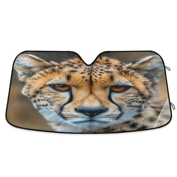 Elegant Leopard Car Windshield Sun Shade Foldable Car Front Window Visor Heat and UV Protection 53x23.5