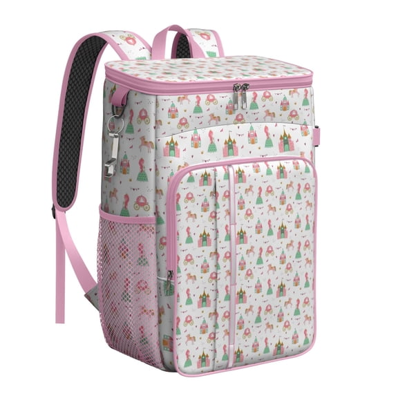 Travel Cooler Bag - Princess Castle Pattern Camping Beer Cooler Backpack with Bottle Opener- Waterproof Insulated Picnic Backpacks - Cooler Bag for Beach