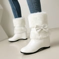 thumbnail image 5 of Women's Boot Furry Fluffy Short Snow Boot Mid-Calf Boots Warm Comfortable Outdoor Flat Shoes,Color:White,Size:6, 5 of 7