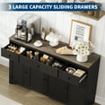 thumbnail image 3 of 55" Buffet Sideboard Cabinet with 4 Doors & 3 Drawers - Modern Storage Cabinet with Adjustable Shelves, Minimalist Coffee Bar & Kitchen Cupboard for Dining/Living Room, 3 of 7