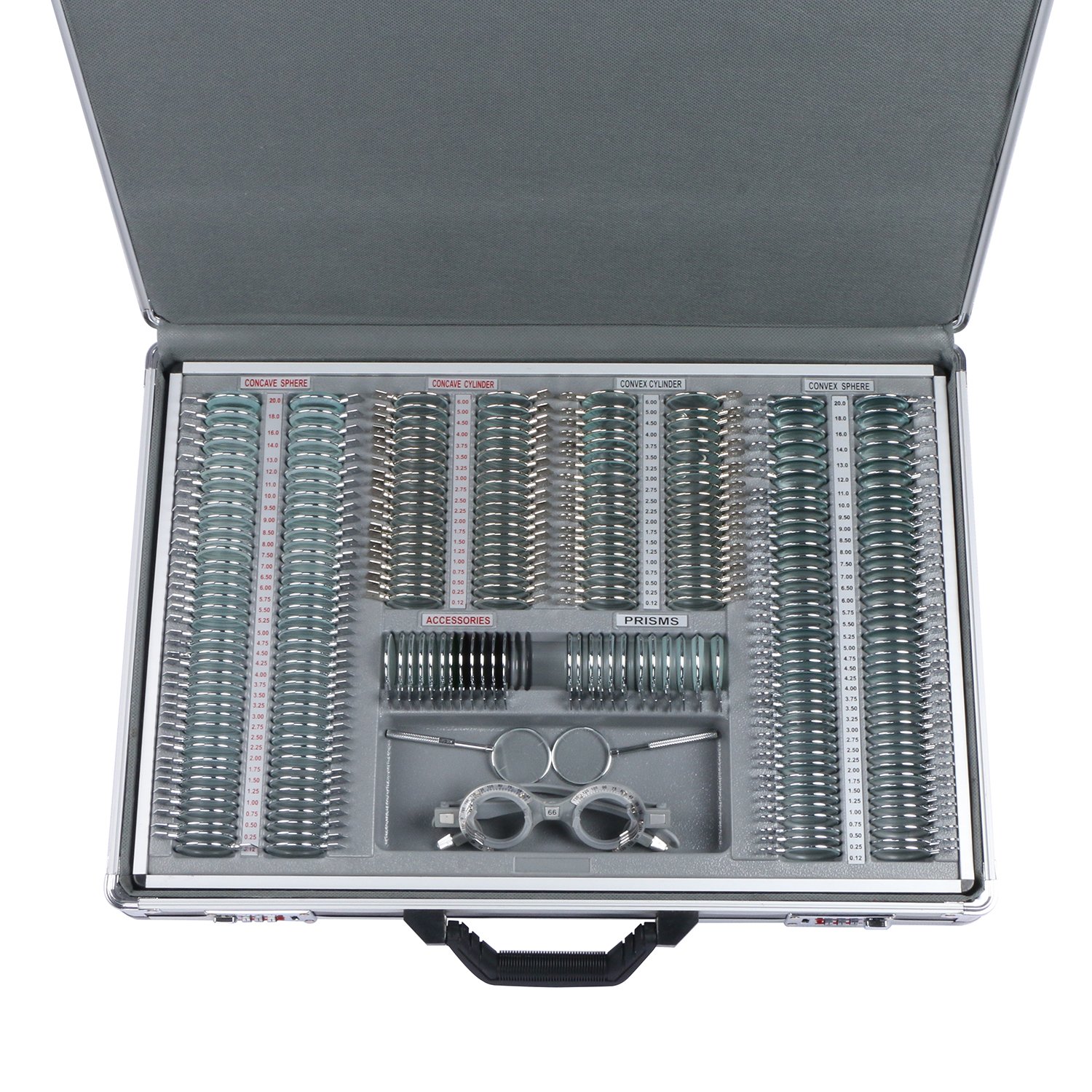 UCanSee Trial Lens Set 266pcs Optical Lenses Kit Silver Metal Rim Plastic Tray Aluminium Case