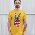 thumbnail image 3 of Tee Hunt Patriotic Victory Sign T-shirt American Flag USA Independence Day Men's Tee, Yellow, 3X-Large, 3 of 5