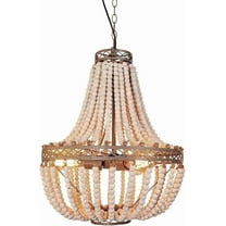 3-Lights Wood Beaded Chandelier,Farmhouse Wood Beaded Chandelier,Vintage Antique Rustic Boho Pendant Light,White Boho Light Fixtures for Dining Room,Living Room,Kitchen,Chandeliers for Bedrooms