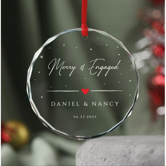Merry and Engaged : Custom Engagement Christmas Ornament