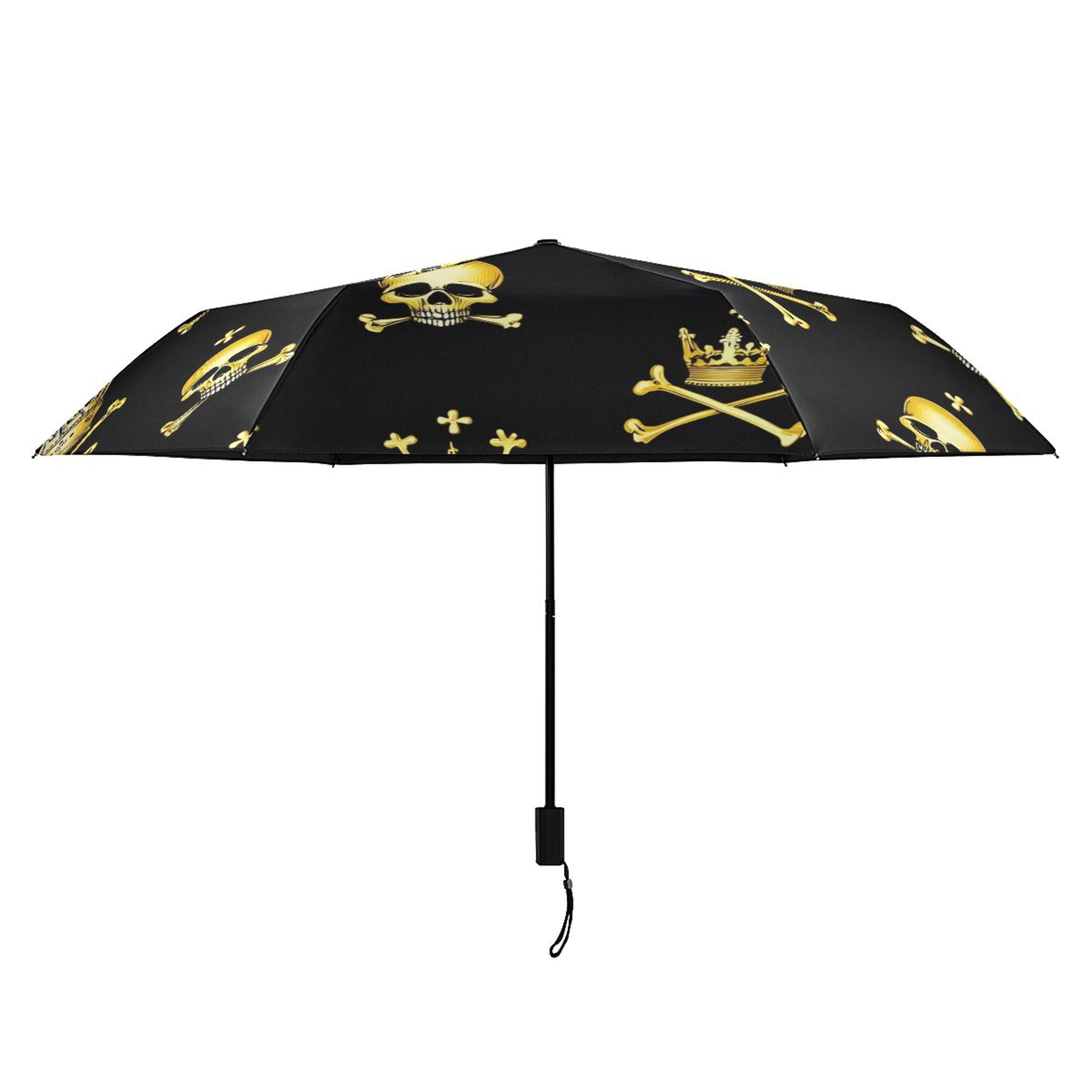 ALAZA Gold Skull UPF 50+ Compact Folding Umbrella for Rain Travel Umbrella Packable