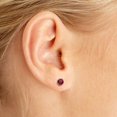 thumbnail image 3 of 14k White Gold Round Garnet Screw-back Stud Earrings, 3 of 4
