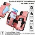 thumbnail image 3 of Allytech Wallet Case for Apple iPhone 15 Pro Max, with Crossbody Shoulder Strap Large Zipper Pocket Cards Slots Stand Protective Shockproof Case for iPhone 15 Pro Max - Pink, 3 of 9