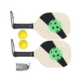 thumbnail image 2 of koolsoo Pickleball Wood Paddle Set 2 Paddles 2 Pickle Balls Beginner Racket for Families B, 2 of 9