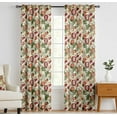 thumbnail image 1 of Vargottam Cotton Curtains for Windows - 3-in-1 Rod Pocket/Back Tab Short Window Drapes - Light Filtering Cotton Panels - Set of 2, 52"x63" - Fruits Vine Print (Beige), 1 of 8