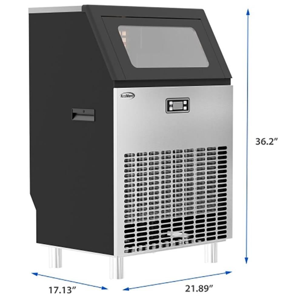 Pemberly Row CIM265 Undercounter Metal Ice Maker Machine in Black