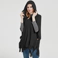 thumbnail image 4 of Chandail à Franges de Mode pour Femmes, Manches Chauve-Souris de Printemps et d'Automne et d'Hiver, Chandail à Enfiler, Cape Rayée, Chandail à Capuche, Haut Châle, 4 of 6