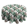 thumbnail image 4 of Green Pink Geometric Pattern Round Tablecloth 60"x60",Wrinkle Wipeable Table Cloth for Kitchen Dining Room Picnic Patio Party, 4 of 6