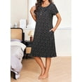 thumbnail image 4 of Avidlove Women Nightgowns with Pockets Button Front Henley House Dresses Ruffle Hem Nightdress Sleepwear Short Sleeve Pajamas Dress, 4 of 8