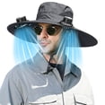 thumbnail image 1 of Jpxdew Solar Chapeau Ventilateur pour Hommes 18.9 Po, USB Rechargeable, Protection Solaire Extérieure, Bandeau Réglable, 1 of 7