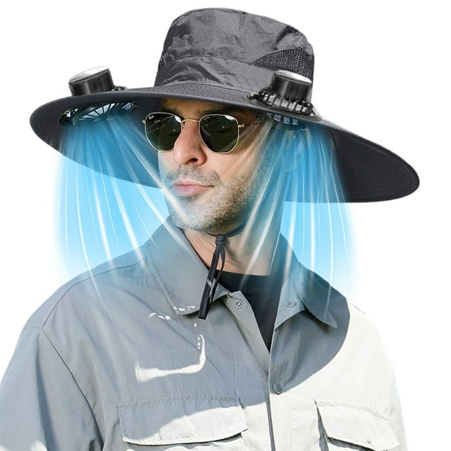 Sombrero de pescador de verano con ventilador solar y carga USB para hombre
