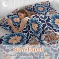 thumbnail image 5 of Orange Blue Bedding 3 Piece Duvet Cover Set Full Size, Morocco Boho Abstract Floral Ethnic Tribal Soft Microfiber Comforter Cover with Zipper Closure & Pillowcases, FadeResistant Quilt Cover, 5 of 9