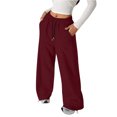 thumbnail image 2 of longantii Youth Girls Baggy Sweatpants Casual Wide Leg Joggers Elastic Drawstring Waist Side Hand Pockets Loose Fit Daily Sweat Pants, 2 of 7