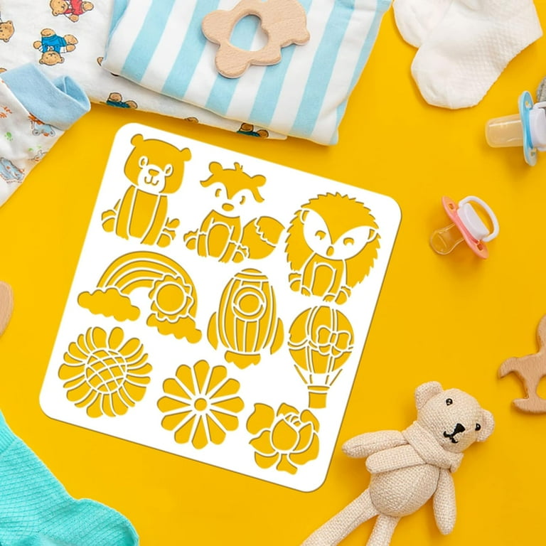 DIY Baby Shower Cute Style Stencil Bear Fox Rainbow