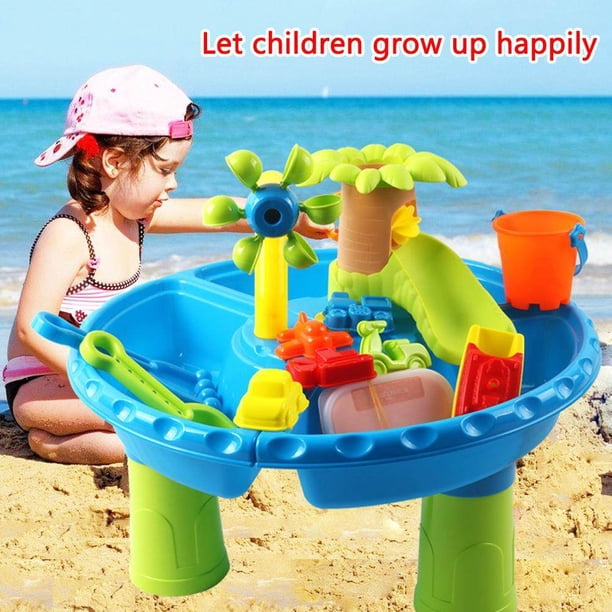 Decodeary 22 Pcs Table de Sable et d'Eau Jouets de Plage d'Été pour Enfants Bac à Sable Bureau Sensoriel pour Tout-Petits