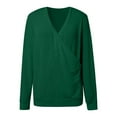 thumbnail image 4 of Ediodpoh Women Deep V Neck Wrap Sweaters Long Sleeve Front Loose Knitted Sweaters for Women Pullover for Fall Winter Green S, 4 of 5