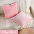 thumbnail image 2 of Wehilion Striped Decorative Throw Pillow Covers 18x18 Inch Set of 2,Square Spring Decorations Couch Pillow Case,Soft Cozy Faux Rabbit Fur & Velvet Back,Modern Home Decor for Bed, 2 of 6