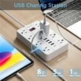 thumbnail image 2 of Enchufe plano HUNIAN Power Strip con protector contra sobretensiones, 8 salidas, 6 USB, 2 of 7