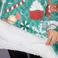 thumbnail image 3 of Oversized Wearable Blanket Hoodie,Green Christmas Baking Pattern Sherpa Blanket Hoodie with Super Pockets,Super Warm Fuzzy Pullover for Women & Men, 3 of 6