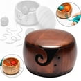 thumbnail image 2 of Yarn Bowl with Lid Wooden Easy to Knit Crochet Organizer Storage Holder Knit and, 2 of 8