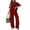 *Wine, variant on ClodeEU Women's 2 Piece Casual Set ,Embroidered Short Sleeve Top and Wide Leg Pants ,Solid Color Lounge Outfit Beige,Women's Plus L