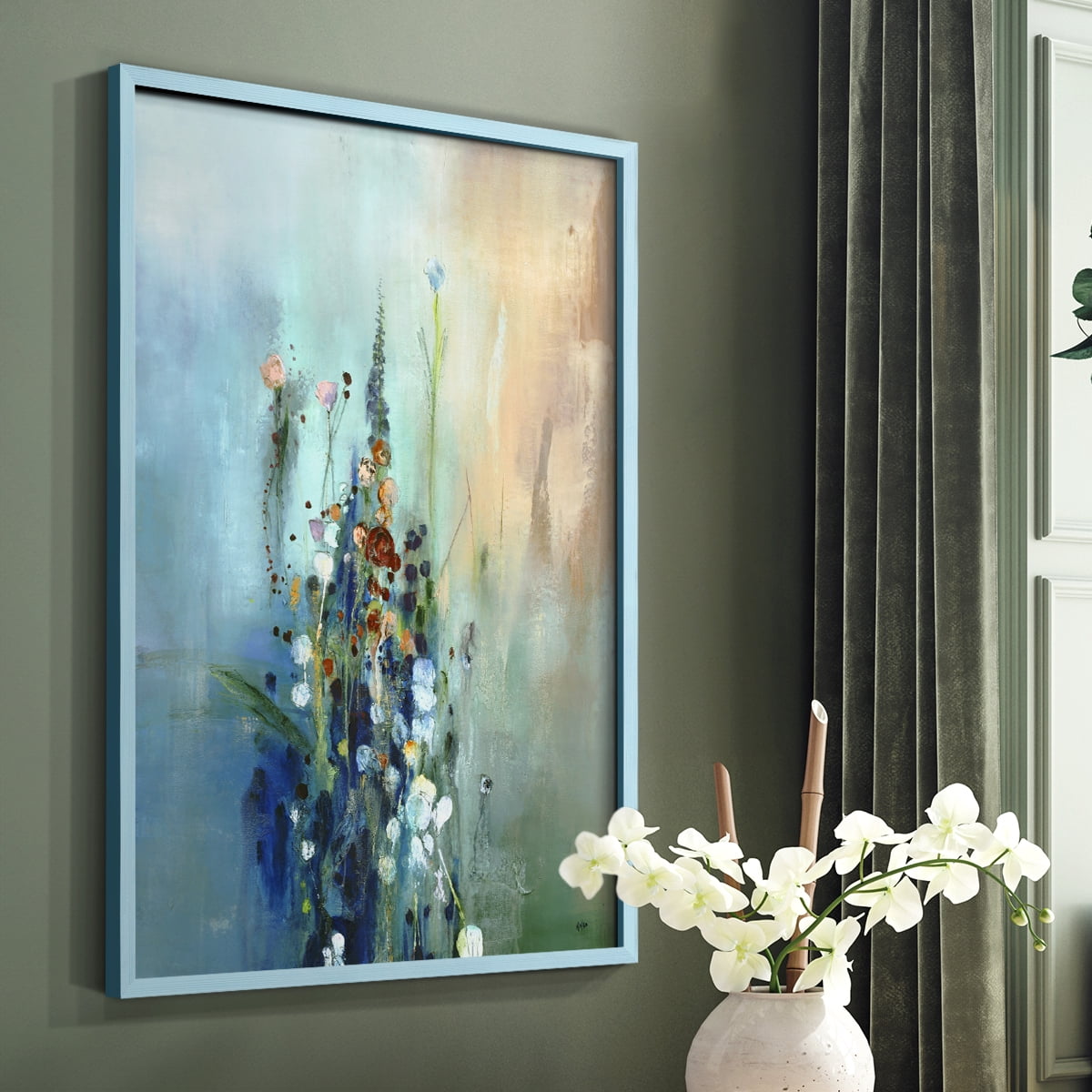 Current Air I Framed Print in Blue Solid Wood Framed Print No Nail Hanging