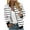 White, variant on PVCS Women's Casual Jackets Cropped Bomber Jacket Button Down Stand Collar Coats Outerwears with Pockets L