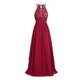 thumbnail image 4 of renvena Girls Halter Lace Chiffon Wedding Bridesmaid Dress Princess Junior Formal Party Prom A Burgundy 8, 4 of 7