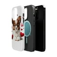 thumbnail image 2 of DistinctInk Tough Case for Apple iPhone 14 PRO (6.1" Screen), Compatible with MagSafe Charging - Valentine's Day Papillon Puppy, 2 of 6