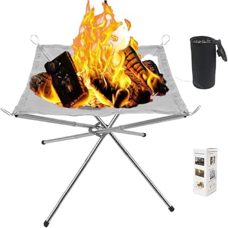 22 Inch Portable Outdoor Fire Pit with Carrying Bag,New Upgraded Foldable Stainless Steel Mesh Fireplace Wood Burning Collapsible Fireplace for Camping Outdoor Hiking BBQ Picnic
