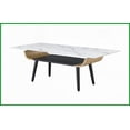 thumbnail image 3 of 47” Landon Coffee Table with Easy-Clean White Marble-Textured Glass Top, Bent Wood Design & Dichromatic Storage Shelf, 3 of 5