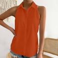 thumbnail image 4 of Ruyang Summer Tops for Women, Women's Button Down Shirt Sleeveless Basic Casual Solid Color Summer Shirt Top, 4 of 4