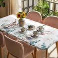 thumbnail image 3 of Easter Bunny Table Cloths for 5 Foot Rectangle Tables, Eucalyptus Leaves Cute Rabbit White Flowers Patio Waterproof Elastic Fitted Tablecloths, Washable Rectangular Table Cover for Camping, 3 of 8